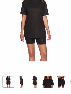 Black Ribbed Tee & Biker Short Set - NWOT